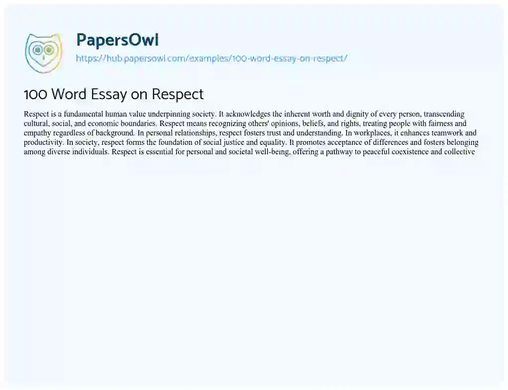 Essay on 100 Word Essay on Respect