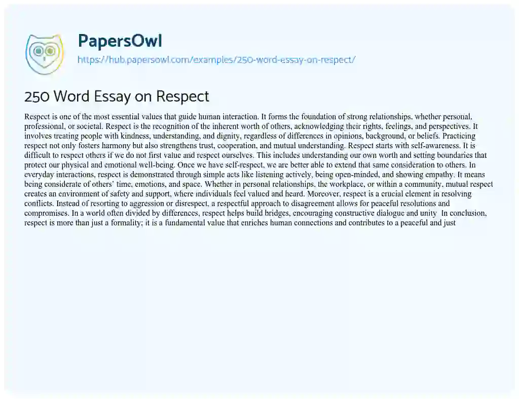 Essay on 250 Word Essay on Respect