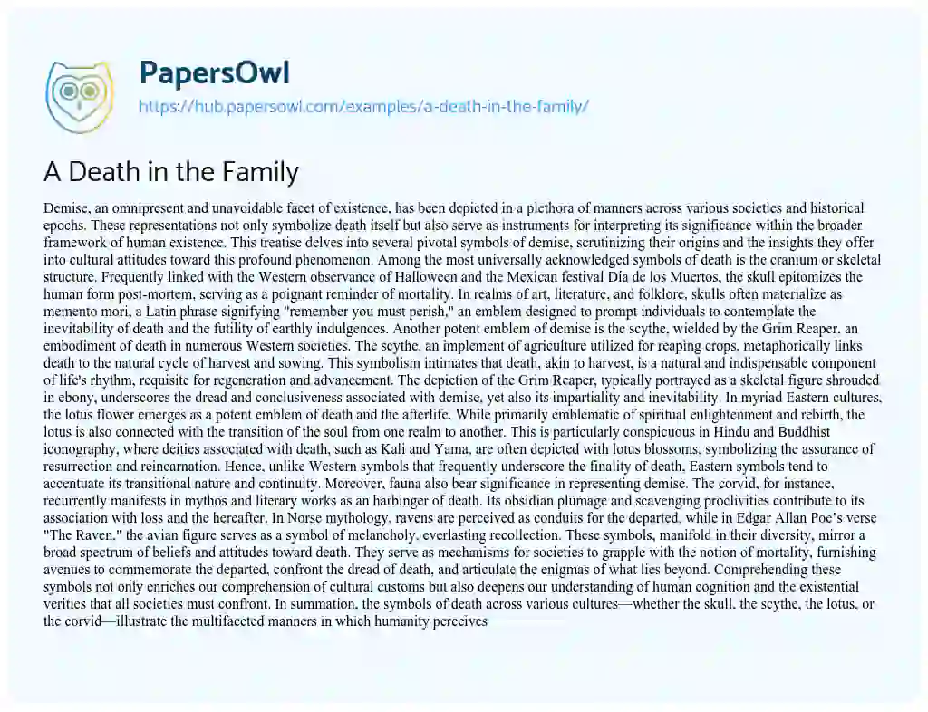 Essay on A Death in the Family