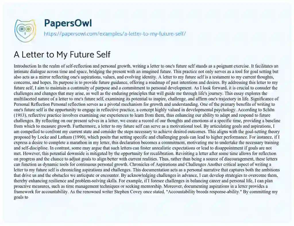 Essay on A Letter to My Future Self