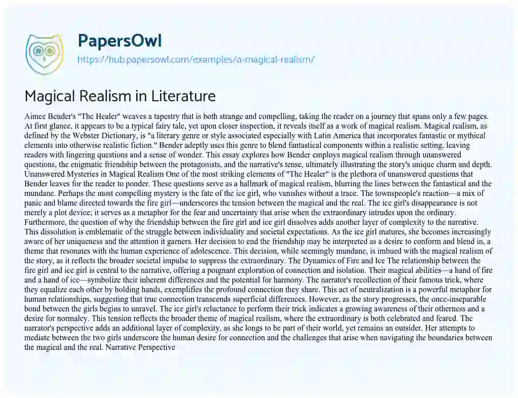 Essay on Magical Realism in Literature