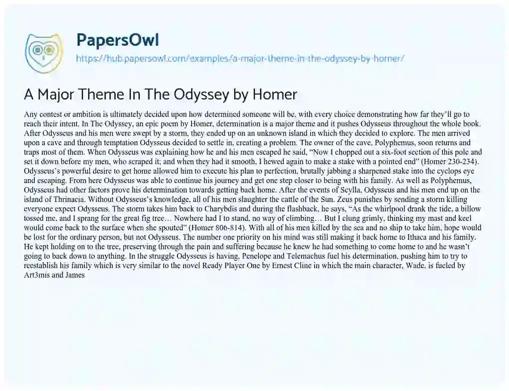 Essay on A Major Theme In The Odyssey by Homer