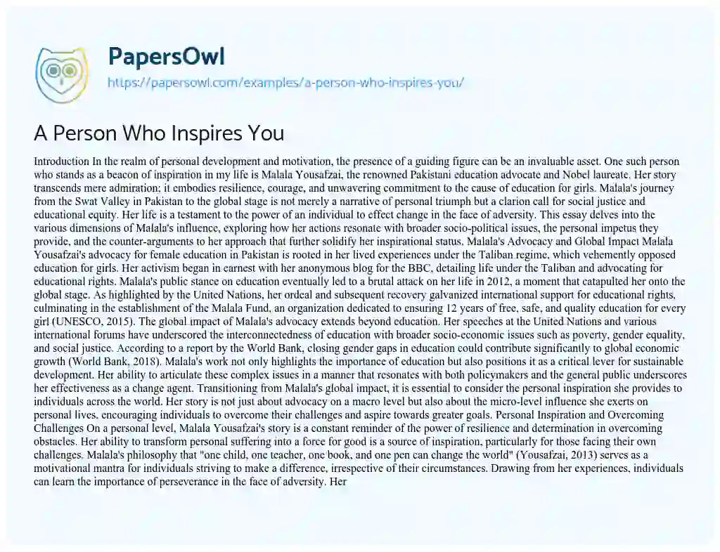 Essay on A Person Who Inspires You