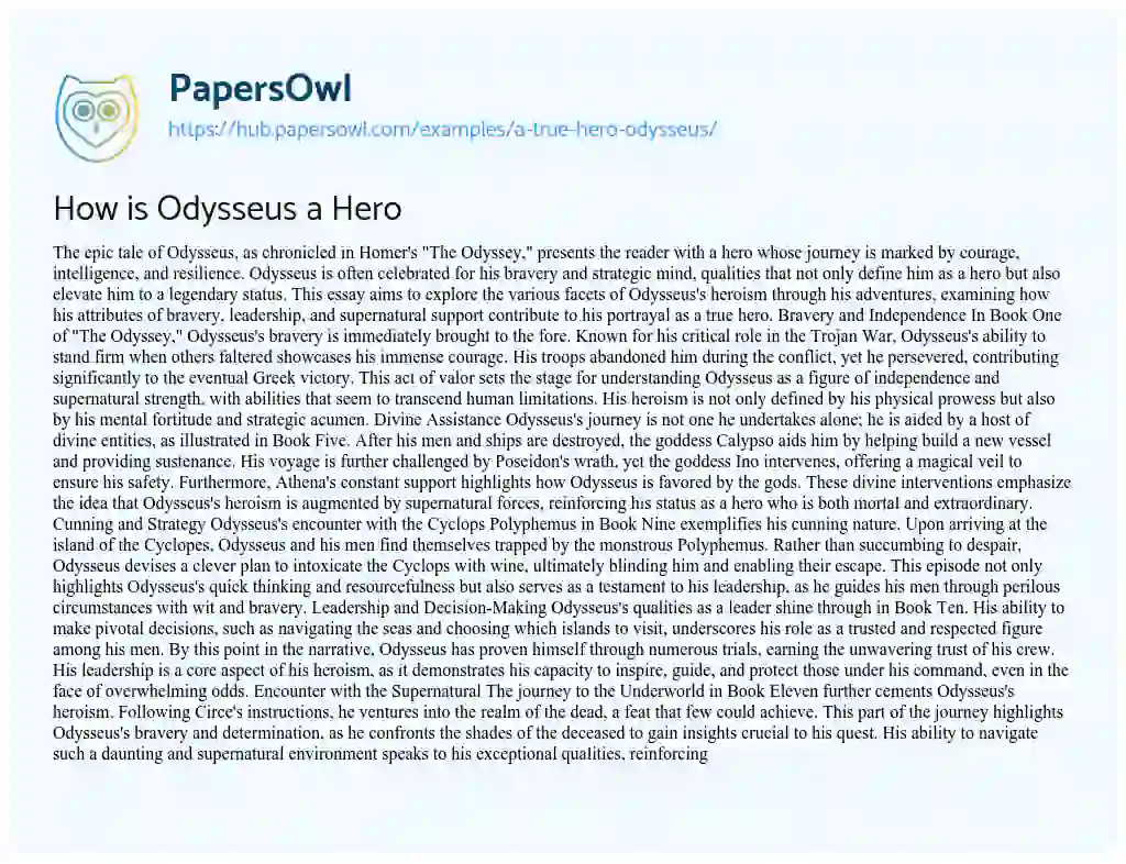 Essay on How is Odysseus a Hero