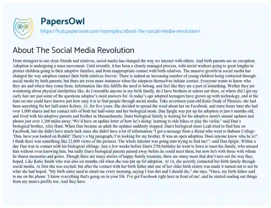 Essay on About The Social Media Revolution