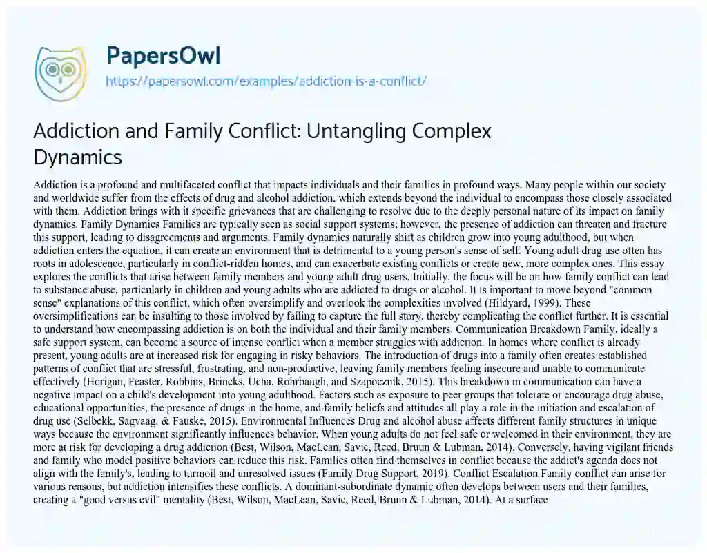 Essay on Addiction and Family Conflict: Untangling Complex Dynamics