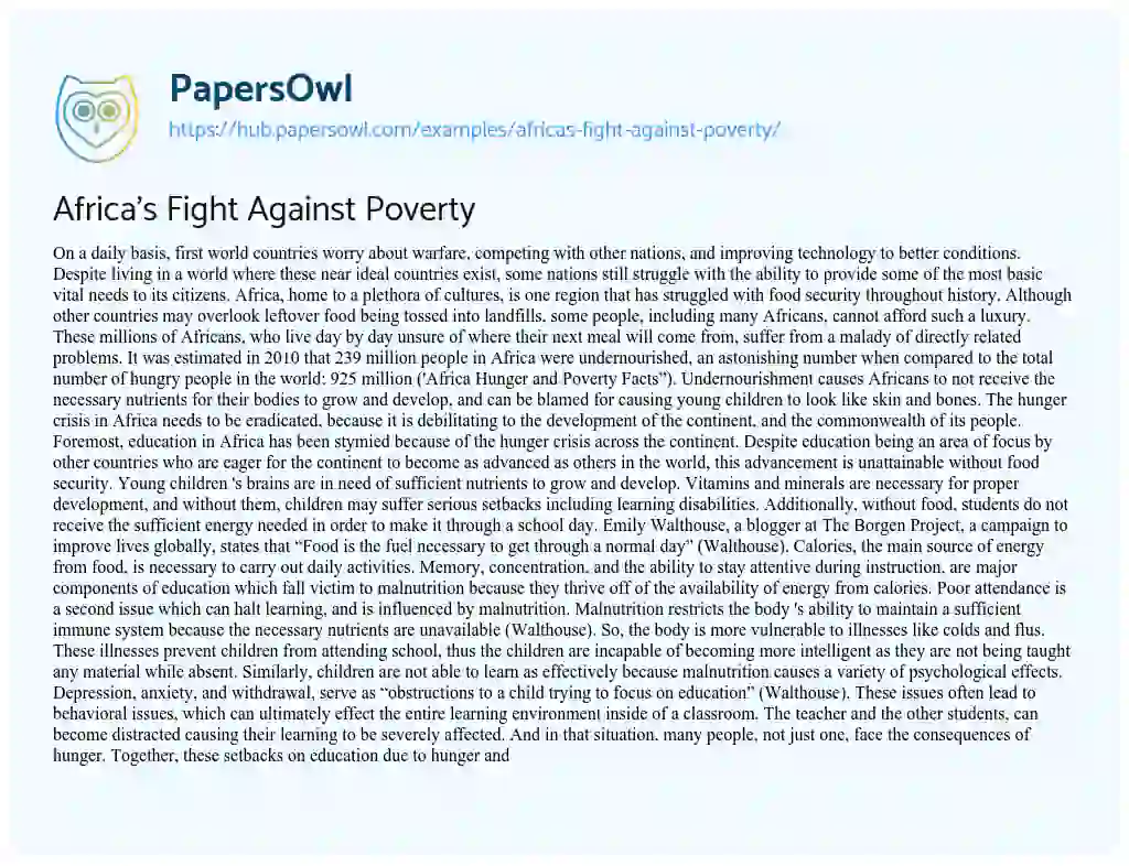Essay on Africa’s Fight Against Poverty