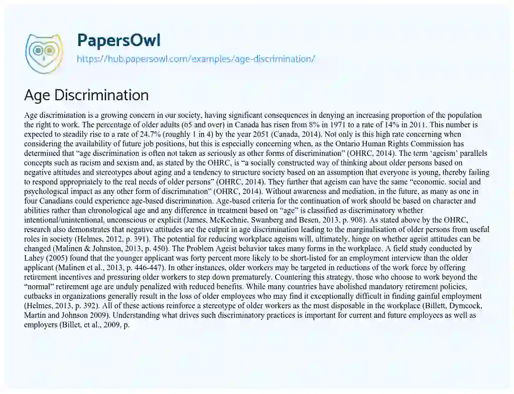 Essay on Age Discrimination