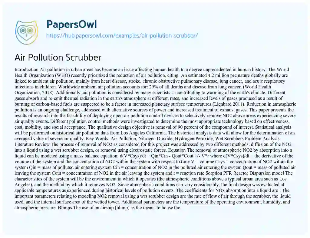 Essay on Air Pollution Scrubber