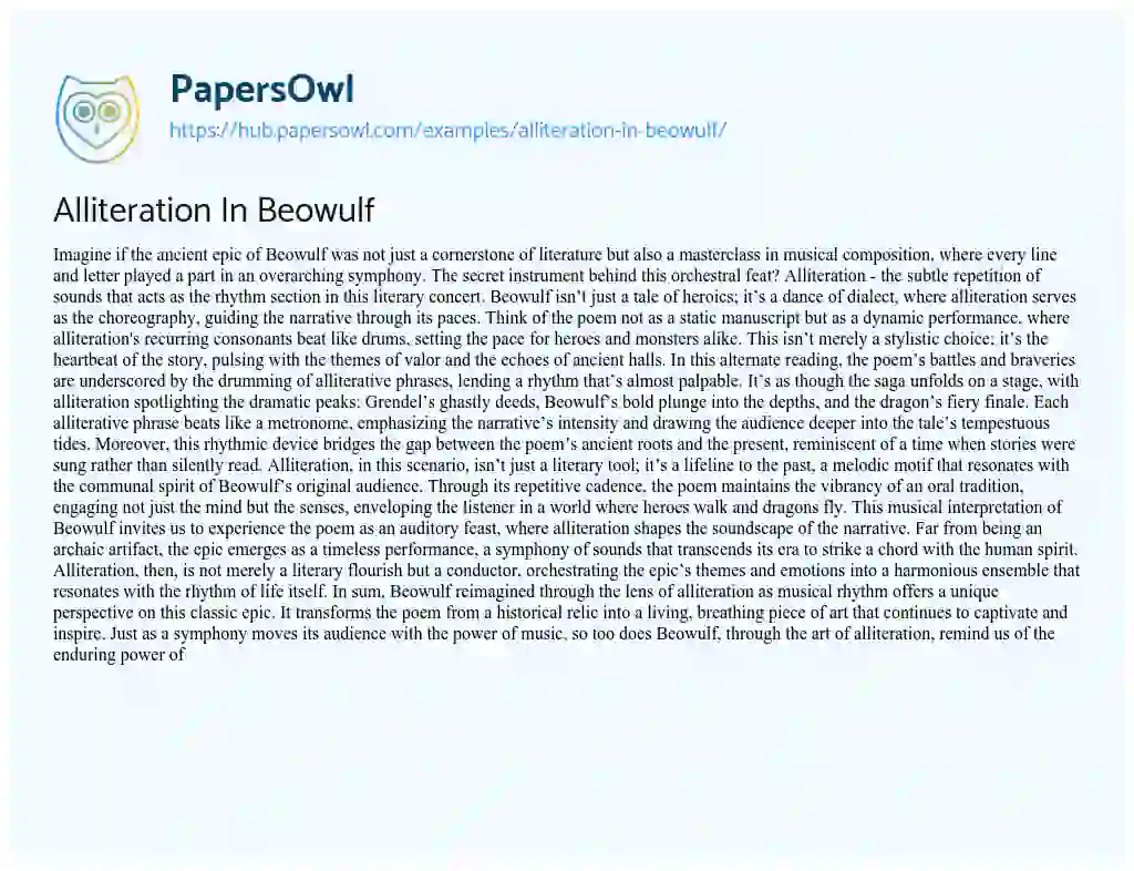 Essay on Alliteration In Beowulf