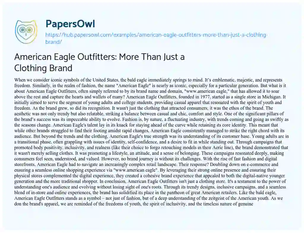 Essay on American Eagle Outfitters: More Than Just a Clothing Brand