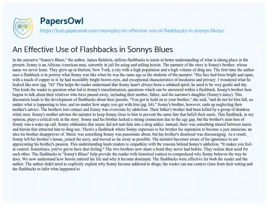 Essay on An Effective Use of Flashbacks in Sonnys Blues