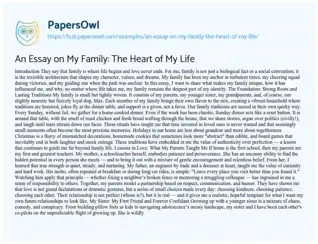 Essay on An Essay on My Family: The Heart of My Life