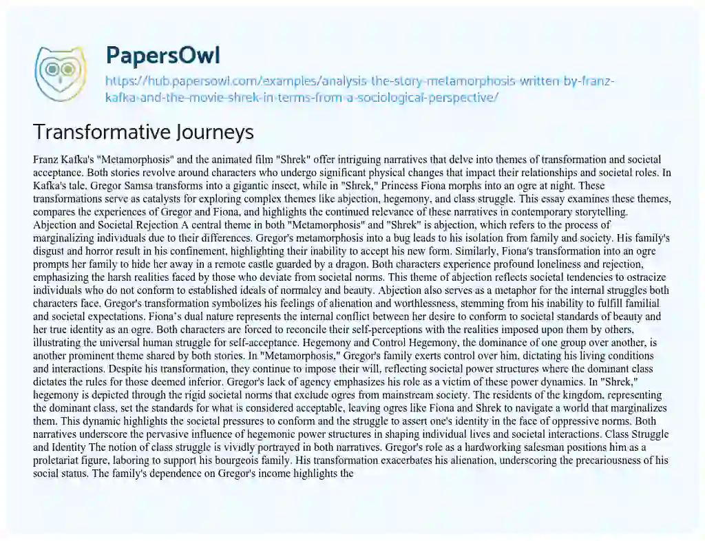 Essay on Transformative Journeys