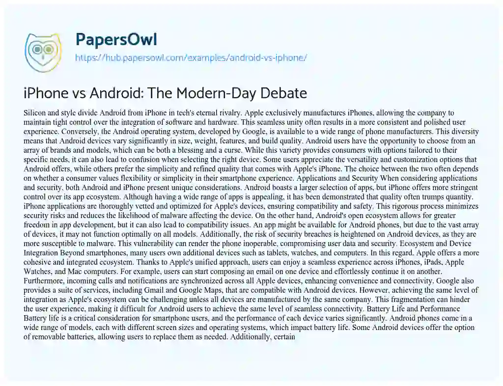 Essay on iPhone vs Android: The Modern-Day Debate