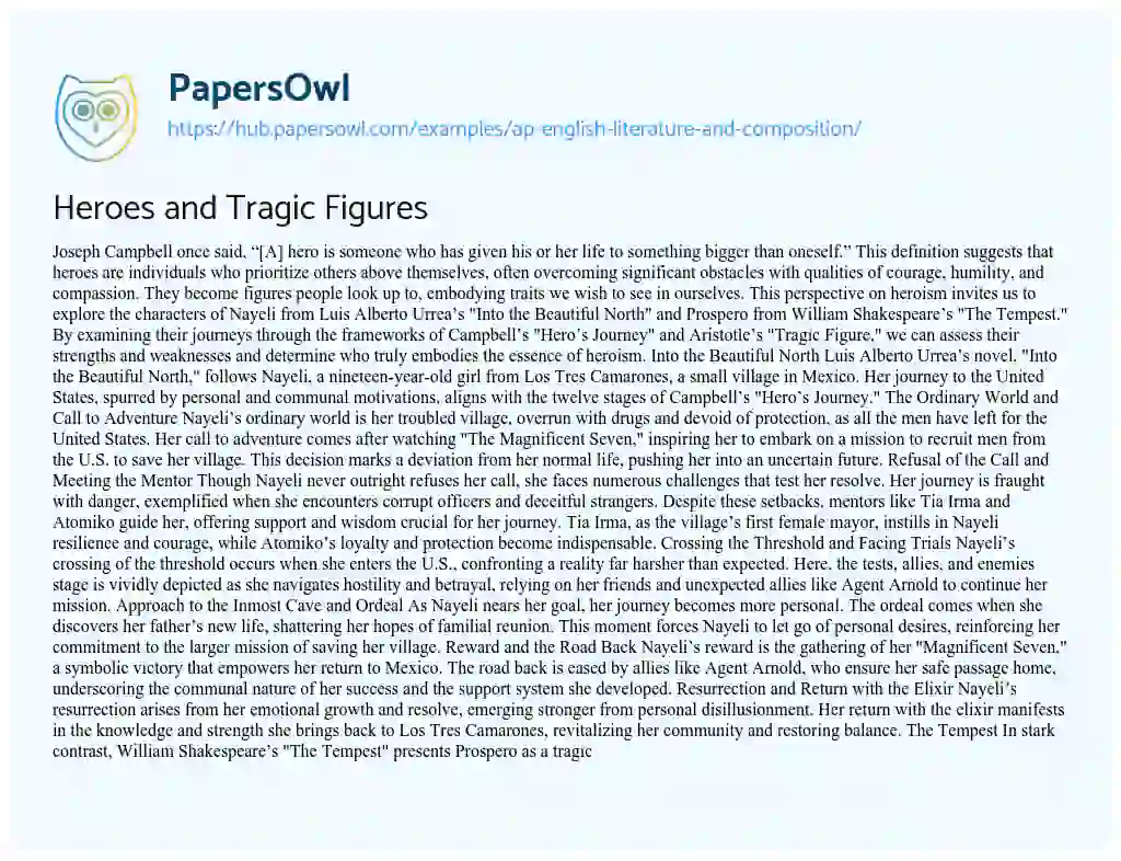 Essay on Heroes and Tragic Figures