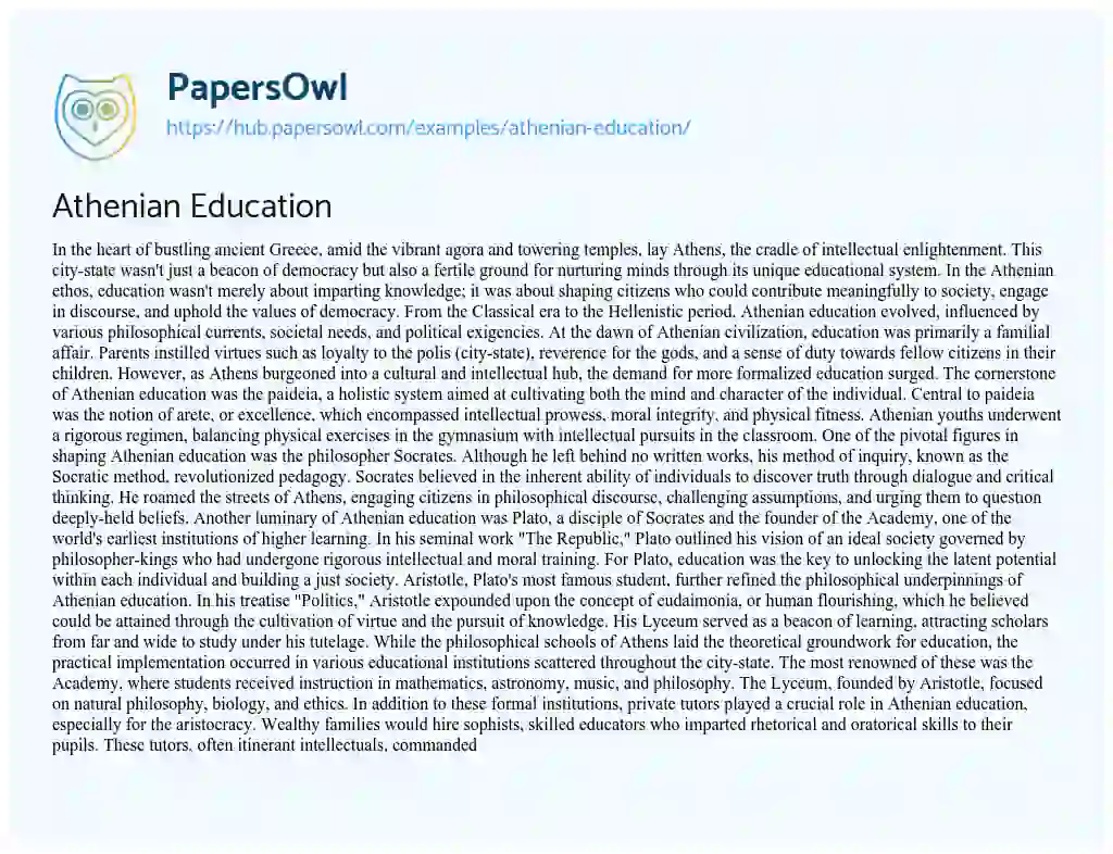 Essay on Athenian Education