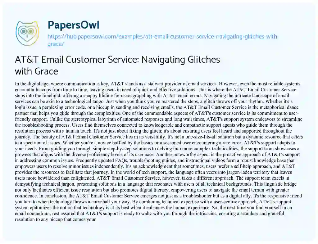 Essay on AT&T Email Customer Service: Navigating Glitches with Grace