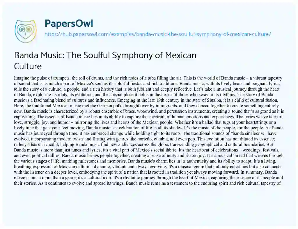 Essay on Banda Music: The Soulful Symphony of Mexican Culture