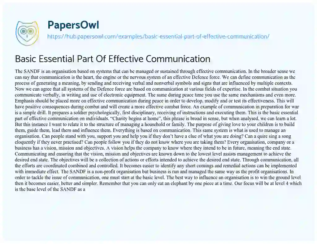 Essay on Basic Essential Part Of Effective Communication