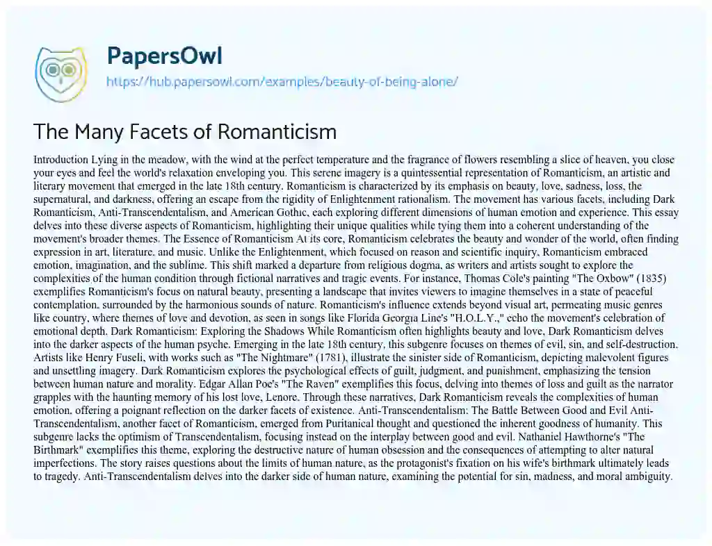 Essay on The Many Facets of Romanticism