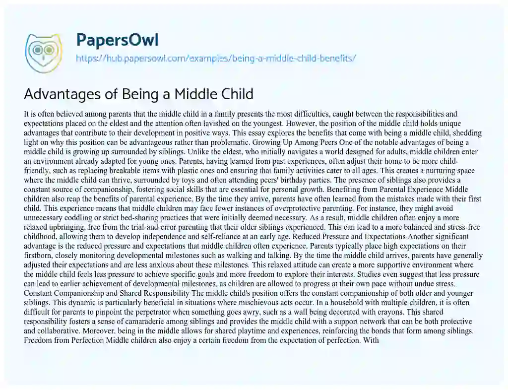 Essay on Advantages of Being a Middle Child