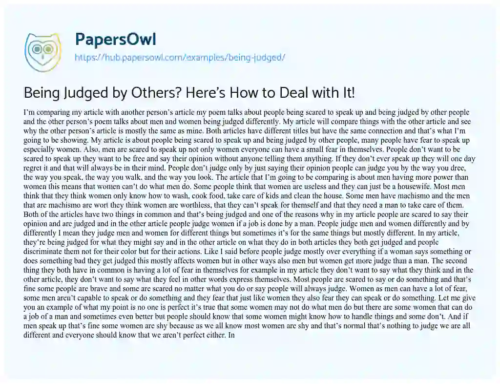 Essay on Being Judged by Others? Here’s How to Deal with It!
