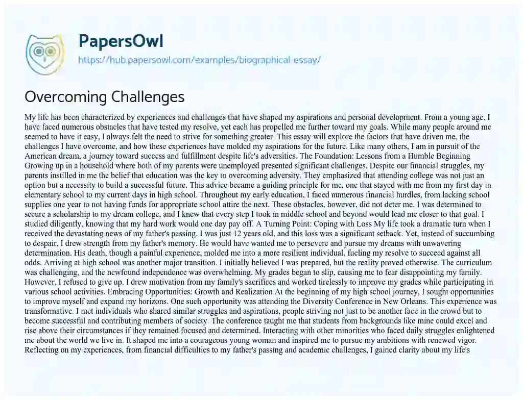 Essay on Overcoming Challenges