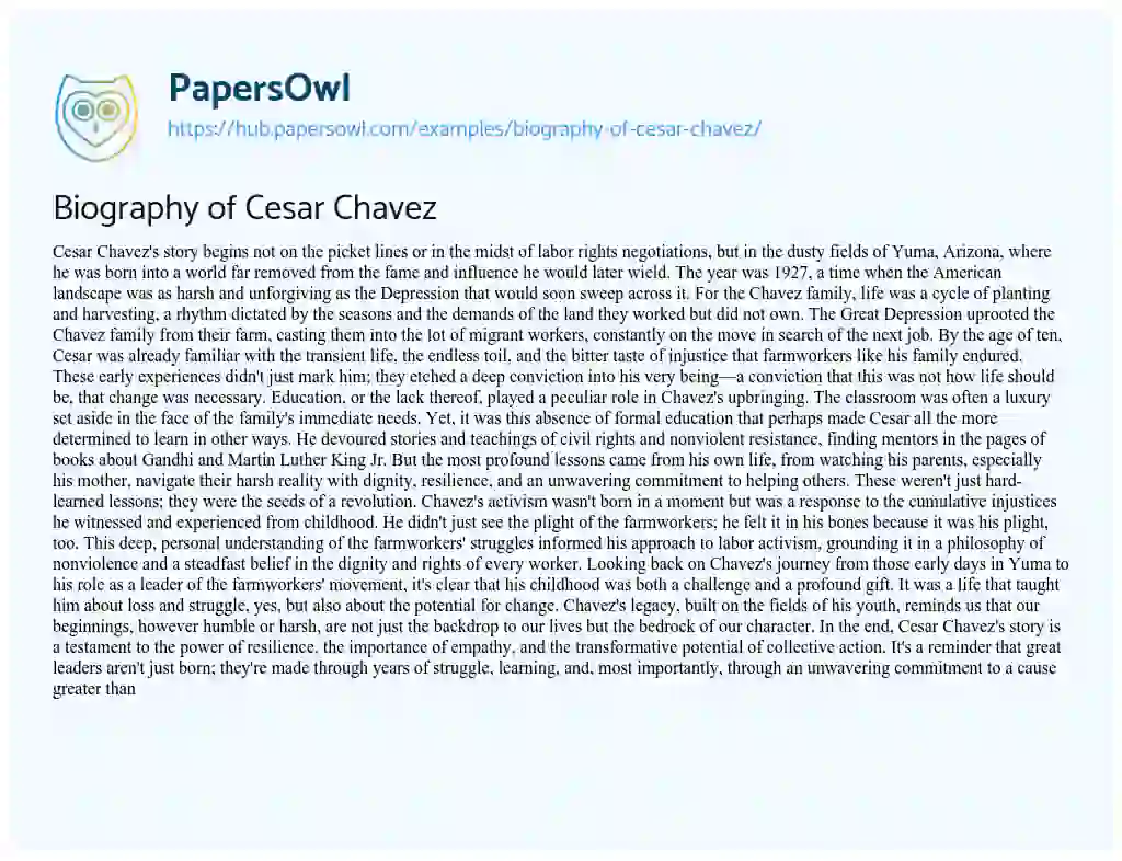 Essay on Biography of Cesar Chavez