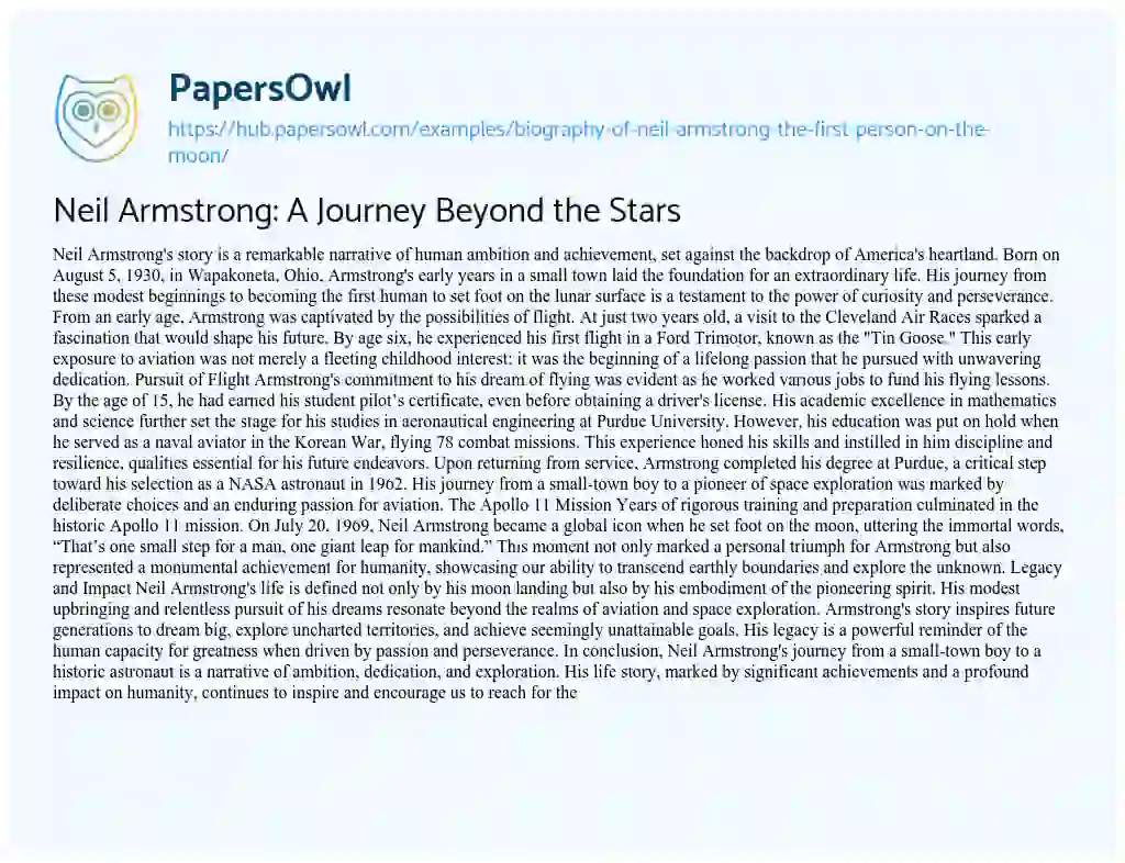 Essay on Neil Armstrong: A Journey Beyond the Stars
