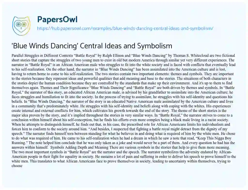 Essay on ‘Blue Winds Dancing’ Central Ideas and Symbolism