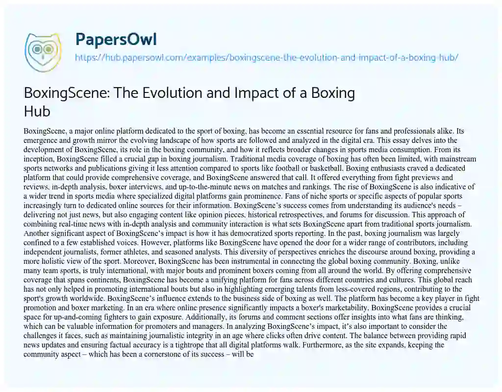 Essay on BoxingScene: The Evolution and Impact of a Boxing Hub