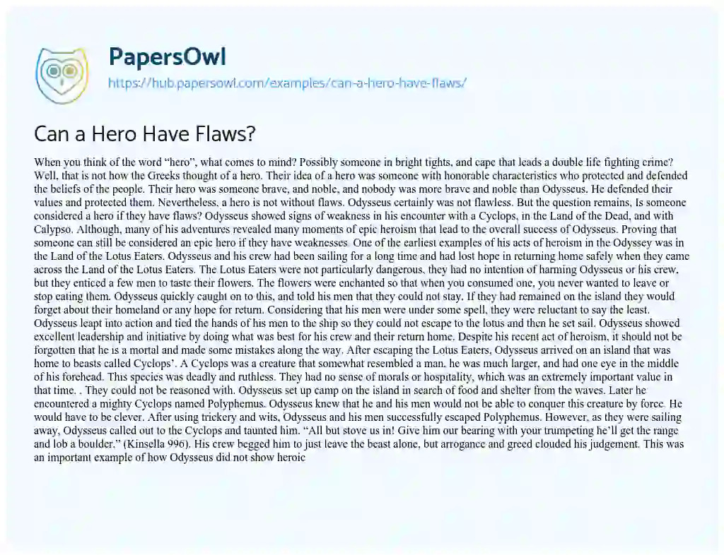 Essay on Can a Hero Have Flaws?