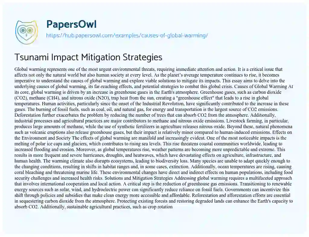 Essay on Tsunami Impact Mitigation Strategies