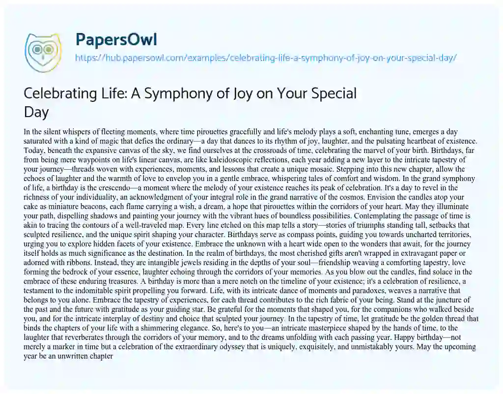 Essay on Celebrating Life: A Symphony of Joy on Your Special Day