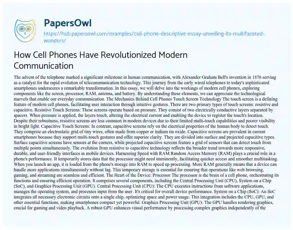 Essay on How Cell Phones Have Revolutionized Modern Communication