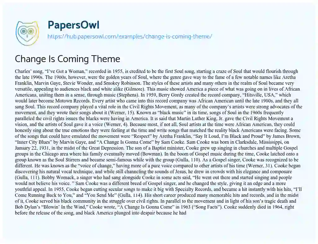 Essay on Change Is Coming Theme