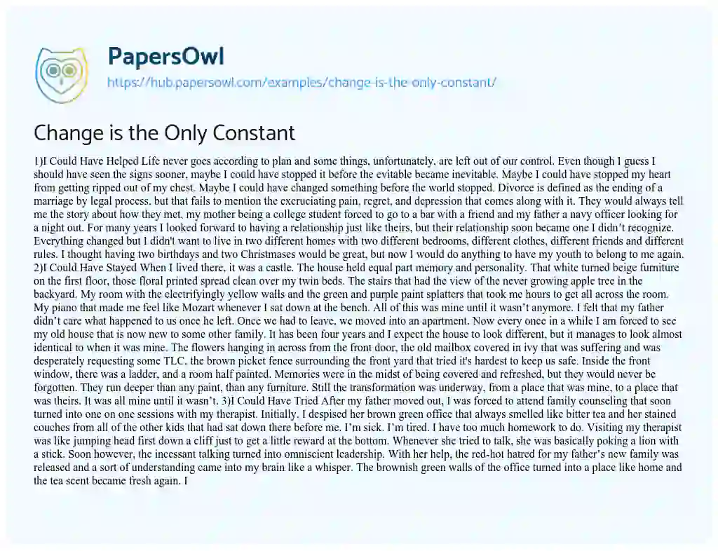 Essay on Change is the Only Constant