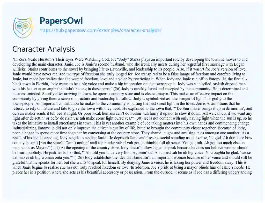Essay on Character Analysis