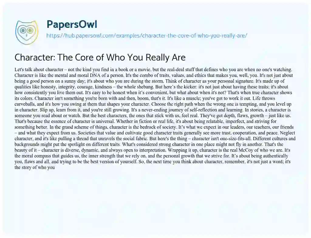 Essay on Character: The Core of Who You Really Are