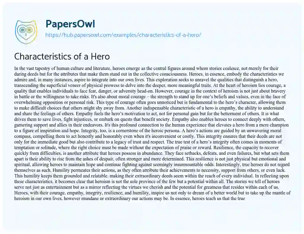 Essay on Characteristics of a Hero