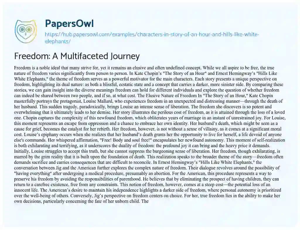 Essay on Freedom: A Multifaceted Journey