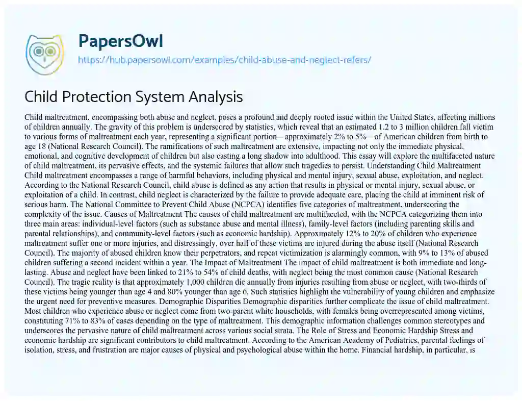 Essay on Child Protection System Analysis