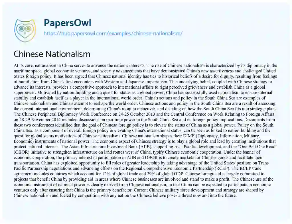 Essay on Chinese Nationalism