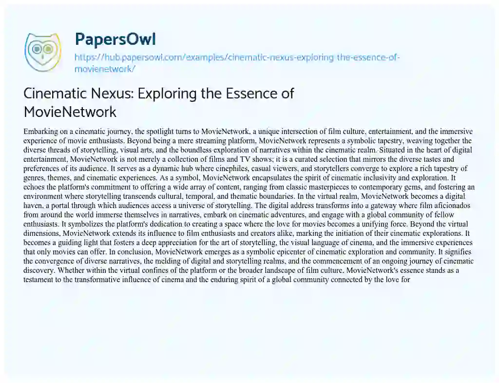 Essay on Cinematic Nexus: Exploring the Essence of MovieNetwork