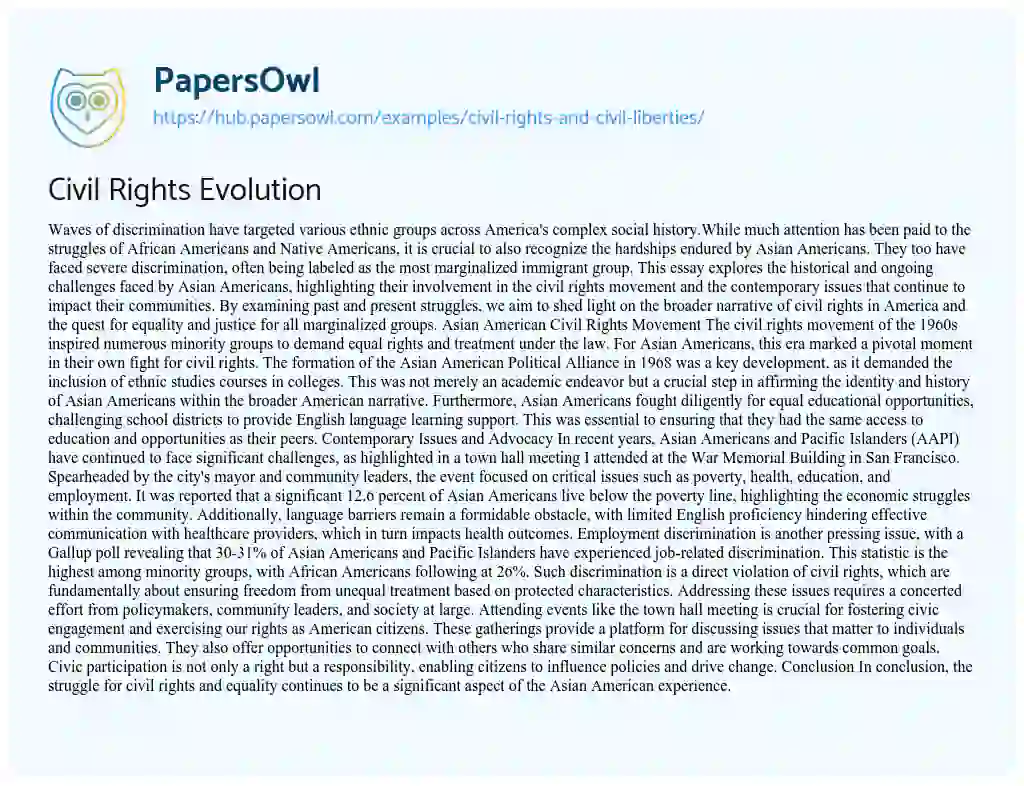 Essay on Civil Rights Evolution