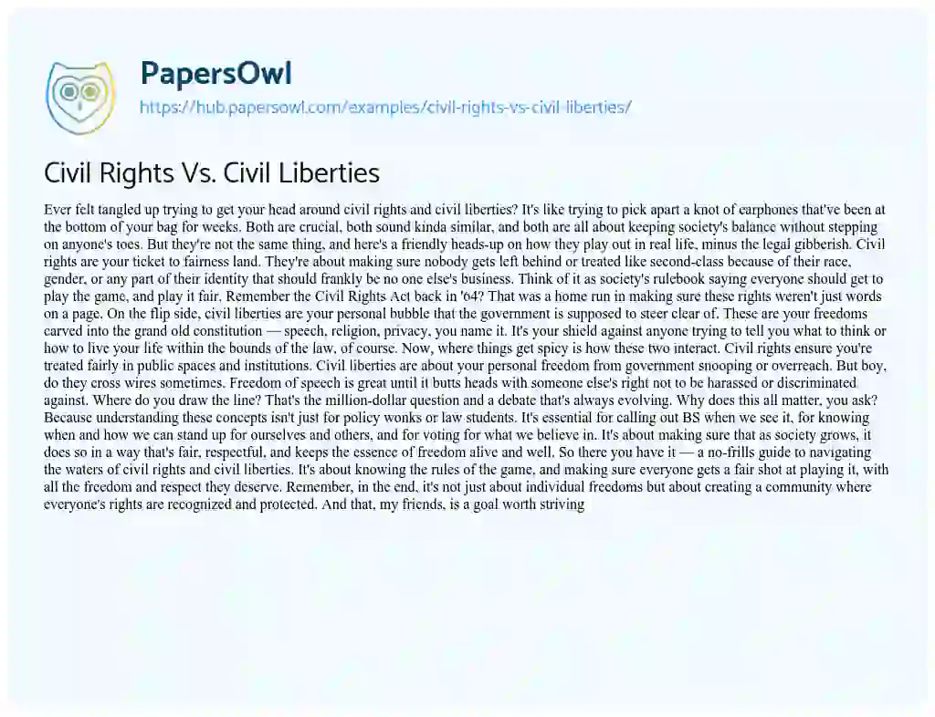 Essay on Civil Rights Vs. Civil Liberties