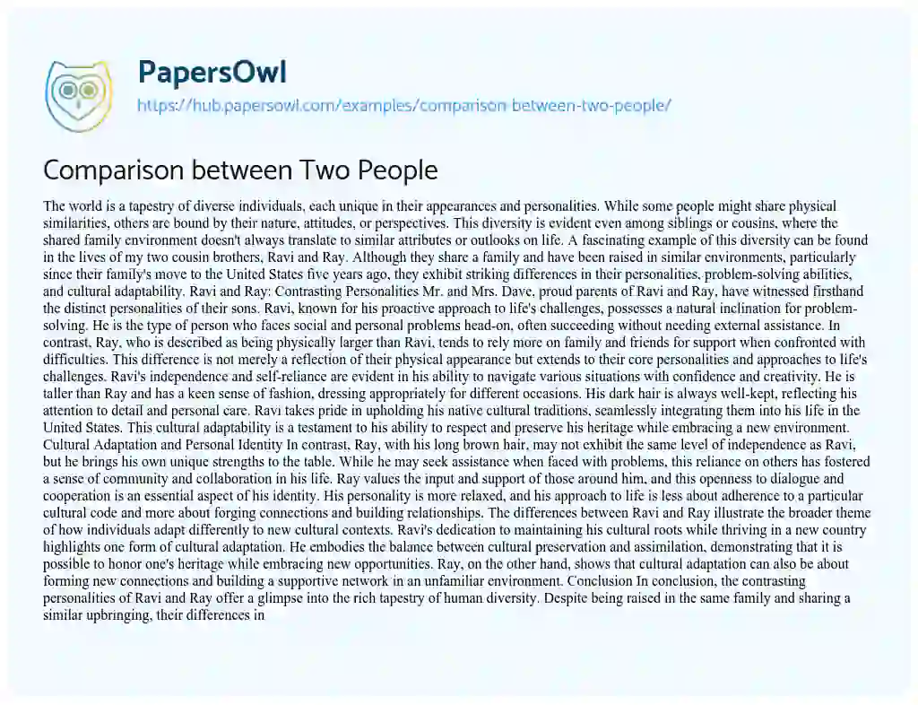 Essay on Comparison between Two People