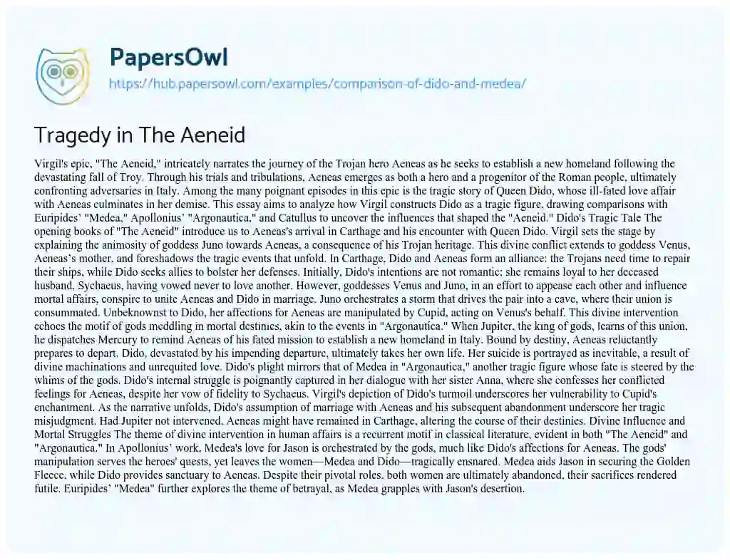 Essay on Tragedy in The Aeneid