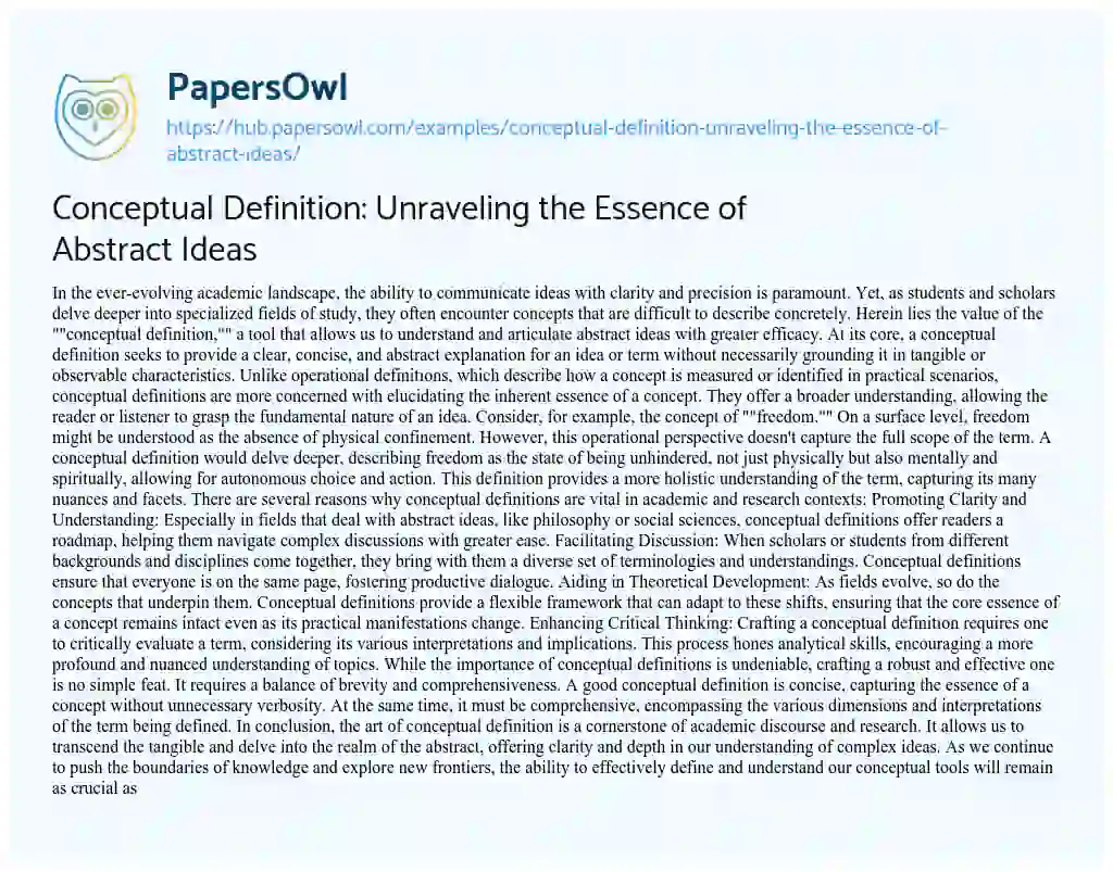 Essay on Conceptual Definition: Unraveling the Essence of Abstract Ideas